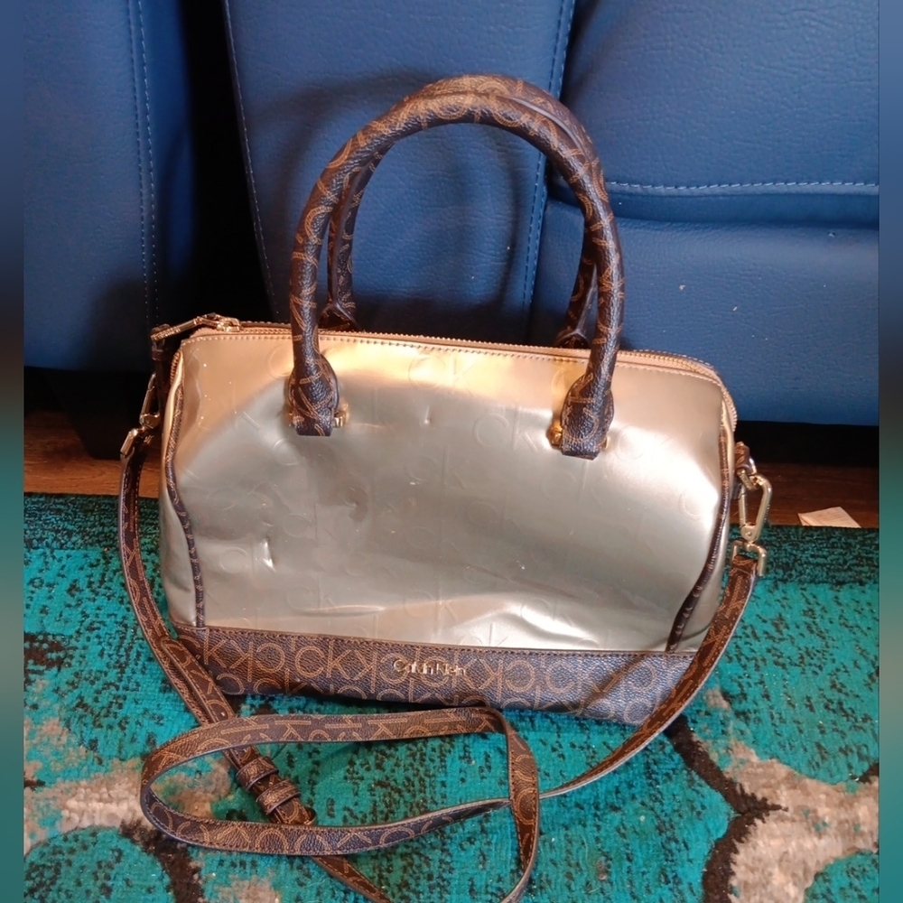 Calvin Klein Women's Silver and Brown Handbag